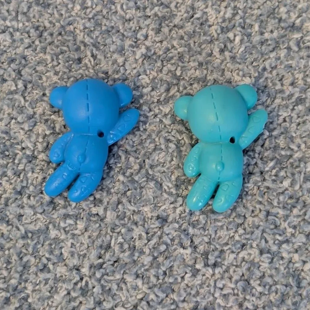 Fashion Doll Accessories Set of 2 Turquoise Blue Teddy Bear Plastic Miniatures